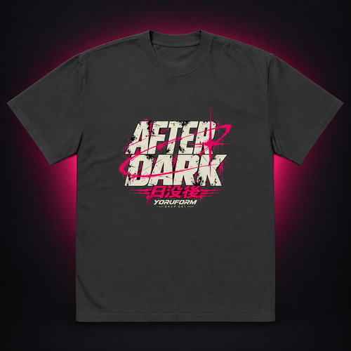 AFTER DARK / 001 — Oversized Faded Tee on charcoal studio backdrop