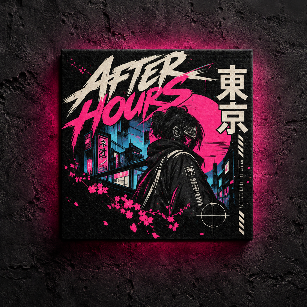 AFTER HOURS square stretched canvas; available in 6, 20 and 30 inch sizes