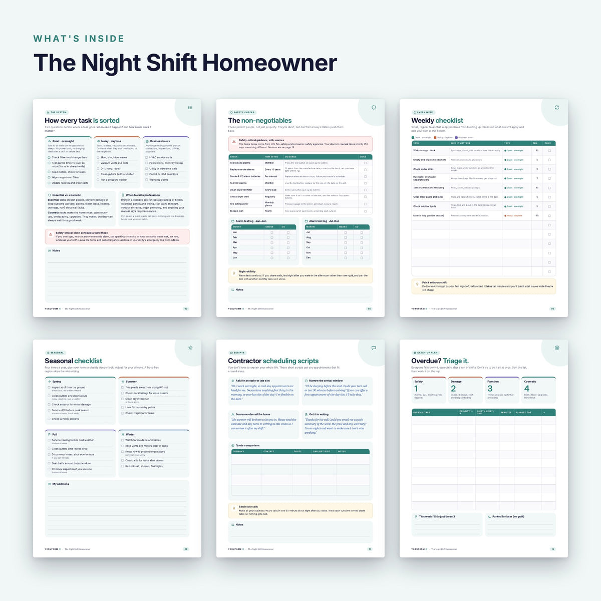 YORUFORM printable workbook what's inside