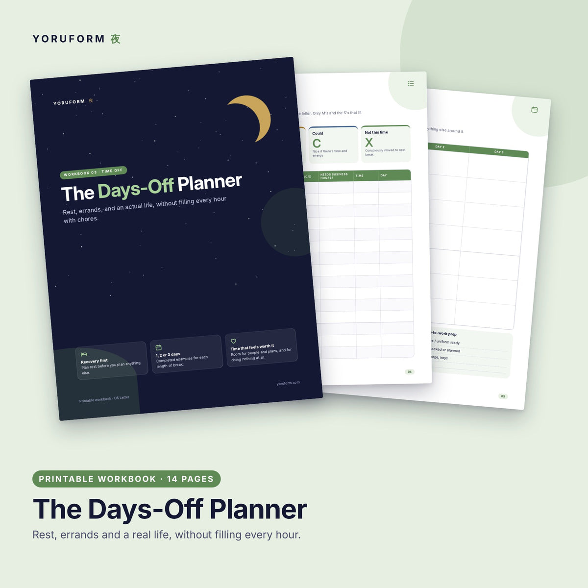 YORUFORM printable workbook cover and pages preview