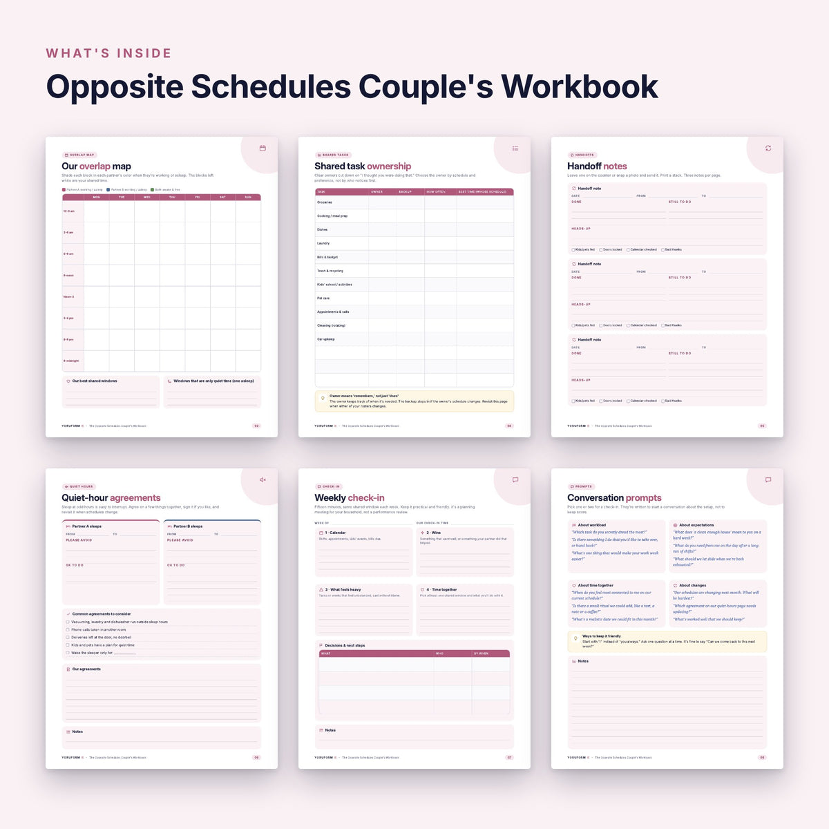 YORUFORM printable workbook what's inside