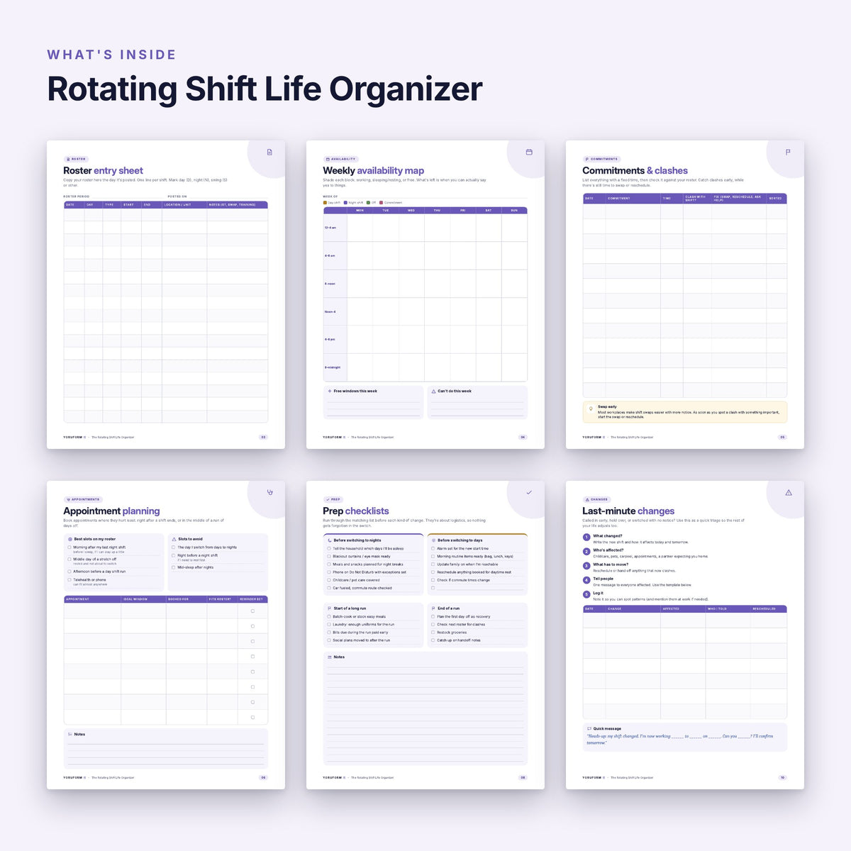 YORUFORM printable workbook what's inside